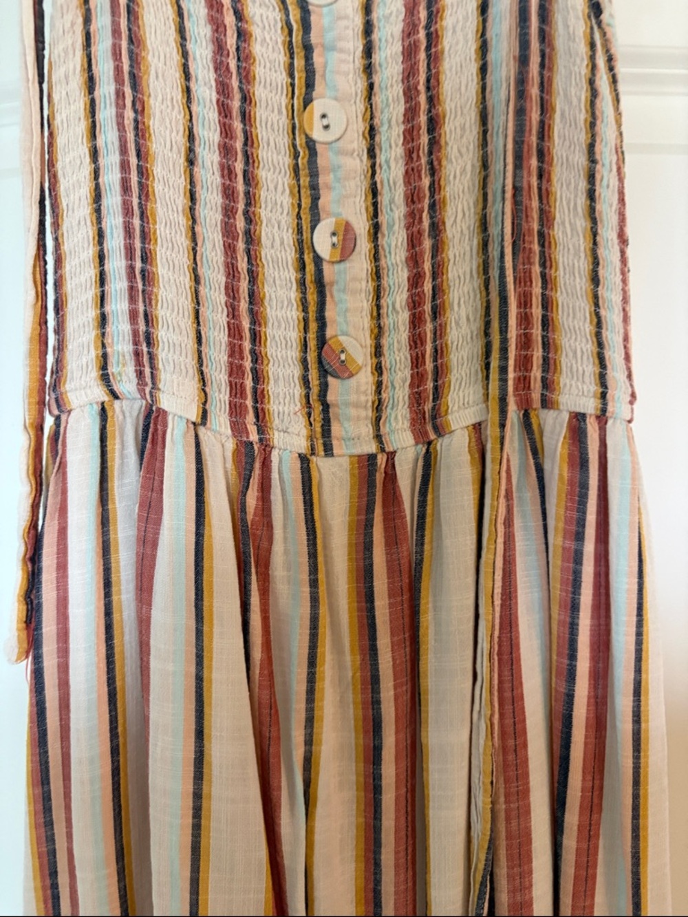 Striped Button-Front Mini Dress in Multi-Color - Picture 7 of 10